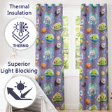 Space Astronaut Alien UFO Seamless  Purple Background Fun Kids Design  Readymade Eyelet Ring Top Thermal 100% Blackout Curtains