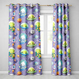 Space Astronaut Alien UFO Seamless  Purple Background Fun Kids Design  Readymade Eyelet Ring Top Thermal 100% Blackout Curtains