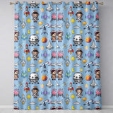 Space Astronaut Rockets UFO Telescope Seamless  Blue Background  Readymade Eyelet Ring Top Thermal 100% Blackout Curtains