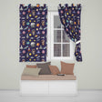 Space Astronaut Rockets UFO Telescope Seamless  Purple Background  Readymade Eyelet Ring Top Thermal 100% Blackout Curtains