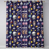 Space Astronaut Rockets UFO Telescope Seamless  Purple Background  Readymade Eyelet Ring Top Thermal 100% Blackout Curtains