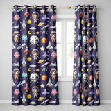 Space Astronaut Rockets UFO Telescope Seamless  Purple Background  Readymade Eyelet Ring Top Thermal 100% Blackout Curtains