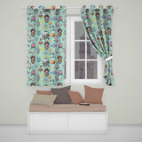 Space Astronaut Rockets UFO Telescope Seamless  Mint Green Background  Readymade Eyelet Ring Top Thermal 100% Blackout Curtains