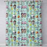 Space Astronaut Rockets UFO Telescope Seamless  Mint Green Background  Readymade Eyelet Ring Top Thermal 100% Blackout Curtains