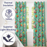 Space Dog Bear Astronaut Rockets Planets Seamless  Green Background  Readymade Eyelet Ring Top Thermal 100% Blackout Curtains