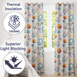Space Bunny Cat Astronaut Rockets Planets Seamless  Beige Background  Readymade Eyelet Ring Top Thermal 100% Blackout Curtains