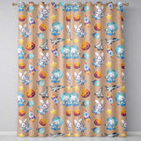 Space Bunny Cat Astronaut Rockets Planets Seamless  Peach Background  Readymade Eyelet Ring Top Thermal 100% Blackout Curtains