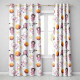 Space Cat Astronaut Girl Rockets Stars Seamless  Cream Background  Readymade Eyelet Ring Top Thermal 100% Blackout Curtains