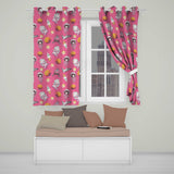 Space Cat Astronaut Girl Rockets Stars Seamless  Pink Background  Readymade Eyelet Ring Top Thermal 100% Blackout Curtains
