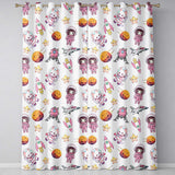 Space Cat Astronaut Girl Rockets Stars Seamless  Grey Background  Readymade Eyelet Ring Top Thermal 100% Blackout Curtains