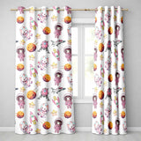 Space Cat Astronaut Girl Rockets Stars Seamless  Grey Background  Readymade Eyelet Ring Top Thermal 100% Blackout Curtains
