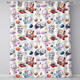 Space Animals Astronaut Dog Bunny UFO Stars Seamless  Cream Background  Readymade Eyelet Ring Top Thermal 100% Blackout Curtains