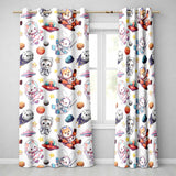 Space Animals Astronaut Dog Bunny UFO Stars Seamless  Cream Background  Readymade Eyelet Ring Top Thermal 100% Blackout Curtains