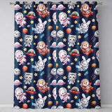 Space Animals Astronaut Dog Bunny UFO Stars Seamless  Navy Background  Readymade Eyelet Ring Top Thermal 100% Blackout Curtains