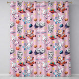 Space Animals Astronaut Dog Bunny UFO Stars Seamless  Soft Pink Background  Readymade Eyelet Ring Top Thermal 100% Blackout Curtains