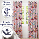 Space Animals Astronaut Dog Bunny UFO Stars Seamless  Soft Pink Background  Readymade Eyelet Ring Top Thermal 100% Blackout Curtains