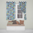 Cute Cartoon Space Rockets Sun Earth Clouds Stars Seamless  Blue Background  Readymade Eyelet Ring Top Thermal 100% Blackout Curtains