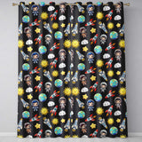 Cartoon Space Rockets  Sun Earth Clouds Stars Seamless  Dark Grey Background  Readymade Eyelet Ring Top Thermal 100% Blackout Curtains