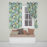 Cute Cartoon Space Rockets  Sun Earth Clouds Stars Seamless  Mint Background  Readymade Eyelet Ring Top Thermal 100% Blackout Curtains