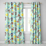 Cute Cartoon Space Rockets  Sun Earth Clouds Stars Seamless  Mint Background  Readymade Eyelet Ring Top Thermal 100% Blackout Curtains