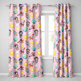 Cartoon Space Rockets  Sun Earth Clouds Stars Seamless  Soft Pink Background  Readymade Eyelet Ring Top Thermal 100% Blackout Curtains