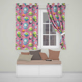 Space Astronaut Alien UFO Planets Meteors Stars Seamless  Pink Background  Readymade Eyelet Ring Top Thermal 100% Blackout Curtains