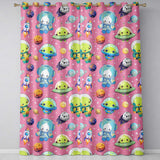 Space Astronaut Alien UFO Planets Meteors Stars Seamless  Pink Background  Readymade Eyelet Ring Top Thermal 100% Blackout Curtains