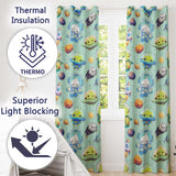 Space Astronaut Alien UFO Planets Meteors Stars Seamless  Mint Background  Readymade Eyelet Ring Top Thermal 100% Blackout Curtains