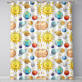 Space Astronaut Alien UFO Planets Meteors Stars Seamless  White Background  Readymade Eyelet Ring Top Thermal 100% Blackout Curtains