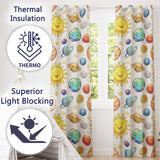 Space Astronaut Alien UFO Planets Meteors Stars Seamless  White Background  Readymade Eyelet Ring Top Thermal 100% Blackout Curtains