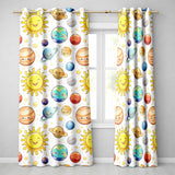 Space Astronaut Alien UFO Planets Meteors Stars Seamless  White Background  Readymade Eyelet Ring Top Thermal 100% Blackout Curtains