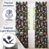 Space Astronaut Rockets UFO Telescope Stars Seamless  Dark Grey Background  Readymade Eyelet Ring Top Thermal 100% Blackout Curtains