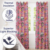 Space Astronaut Rockets UFO Telescope Stars Seamless  Pink Background  Readymade Eyelet Ring Top Thermal 100% Blackout Curtains