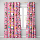 Space Astronaut Rockets UFO Telescope Stars Seamless  Pink Background  Readymade Eyelet Ring Top Thermal 100% Blackout Curtains