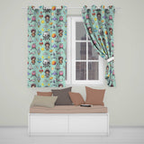 Space Astronaut Rockets UFO Telescope Stars Seamless  Mint Green Background  Readymade Eyelet Ring Top Thermal 100% Blackout Curtains