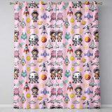 Space Astronaut Rockets UFO Telescope Stars Seamless  Blush Green Background  Readymade Eyelet Ring Top Thermal 100% Blackout Curtains