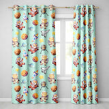 Space Dog Bear Astronaut Rockets Planets Stars Seamless  Teal Background  Readymade Eyelet Ring Top Thermal 100% Blackout Curtains