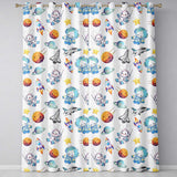 Bunny Astronaut Cat Space Rockets Planets Stars Seamless  Cream Background  Readymade Eyelet Ring Top Thermal 100% Blackout Curtains