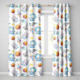 Bunny Astronaut Cat Space Rockets Planets Stars Seamless  Cream Background  Readymade Eyelet Ring Top Thermal 100% Blackout Curtains
