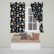 Bunny Astronaut Cat Space Rockets Planets Stars Seamless  Black Background  Readymade Eyelet Ring Top Thermal 100% Blackout Curtains