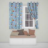 Bunny Astronaut Cat Space Rockets Planets Stars Seamless  Blue Background  Readymade Eyelet Ring Top Thermal 100% Blackout Curtains