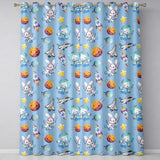 Bunny Astronaut Cat Space Rockets Planets Stars Seamless  Blue Background  Readymade Eyelet Ring Top Thermal 100% Blackout Curtains