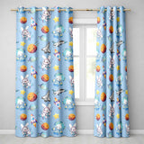 Bunny Astronaut Cat Space Rockets Planets Stars Seamless  Blue Background  Readymade Eyelet Ring Top Thermal 100% Blackout Curtains