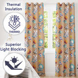 Bunny Astronaut Cat Space Rockets Planets Stars Seamless  Peach Background  Readymade Eyelet Ring Top Thermal 100% Blackout Curtains
