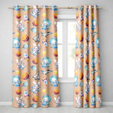 Bunny Astronaut Cat Space Rockets Planets Stars Seamless  Peach Background  Readymade Eyelet Ring Top Thermal 100% Blackout Curtains