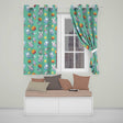 Bunny Astronaut Cat Space Rockets Planets Stars Seamless  Green Background  Readymade Eyelet Ring Top Thermal 100% Blackout Curtains