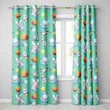 Bunny Astronaut Cat Space Rockets Planets Stars Seamless  Green Background  Readymade Eyelet Ring Top Thermal 100% Blackout Curtains