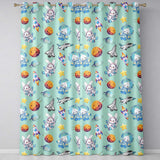 Bunny Astronaut Cat Space Rockets Planets Stars Seamless  Teal Background  Readymade Eyelet Ring Top Thermal 100% Blackout Curtains