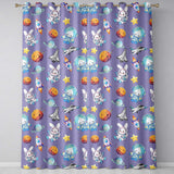 Bunny Astronaut Cat Space Rockets Planets Stars Seamless  Purple Background  Readymade Eyelet Ring Top Thermal 100% Blackout Curtains
