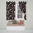 Cat Astronaut Girl Rockets Stars Space Seamless  Black Background  Readymade Eyelet Ring Top Thermal 100% Blackout Curtains